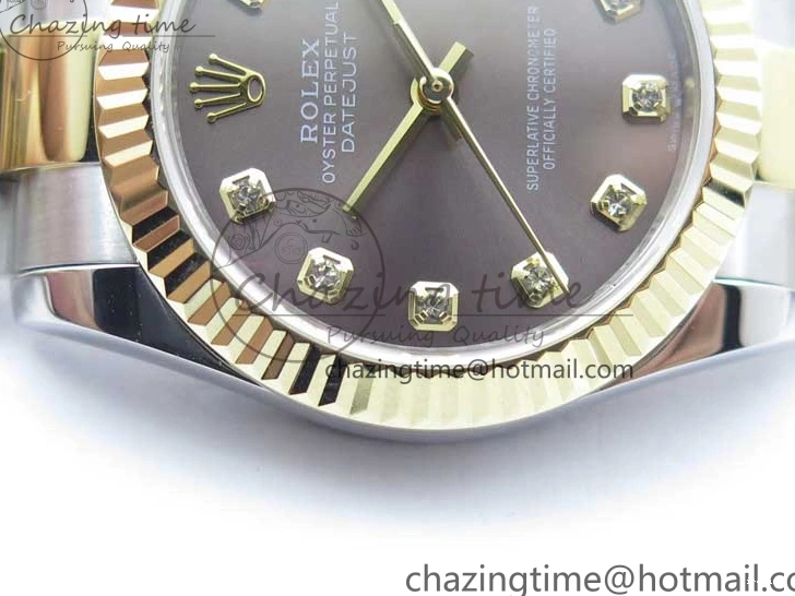 MiroTime 0127 SoftTouch Datejust 31mm 278273 SS YG BP Maker Best Edition Gray Diamonds Dial on SS YG Oyster Bracelet 2715